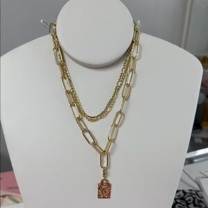 Gold Layered Necklace with Pendant